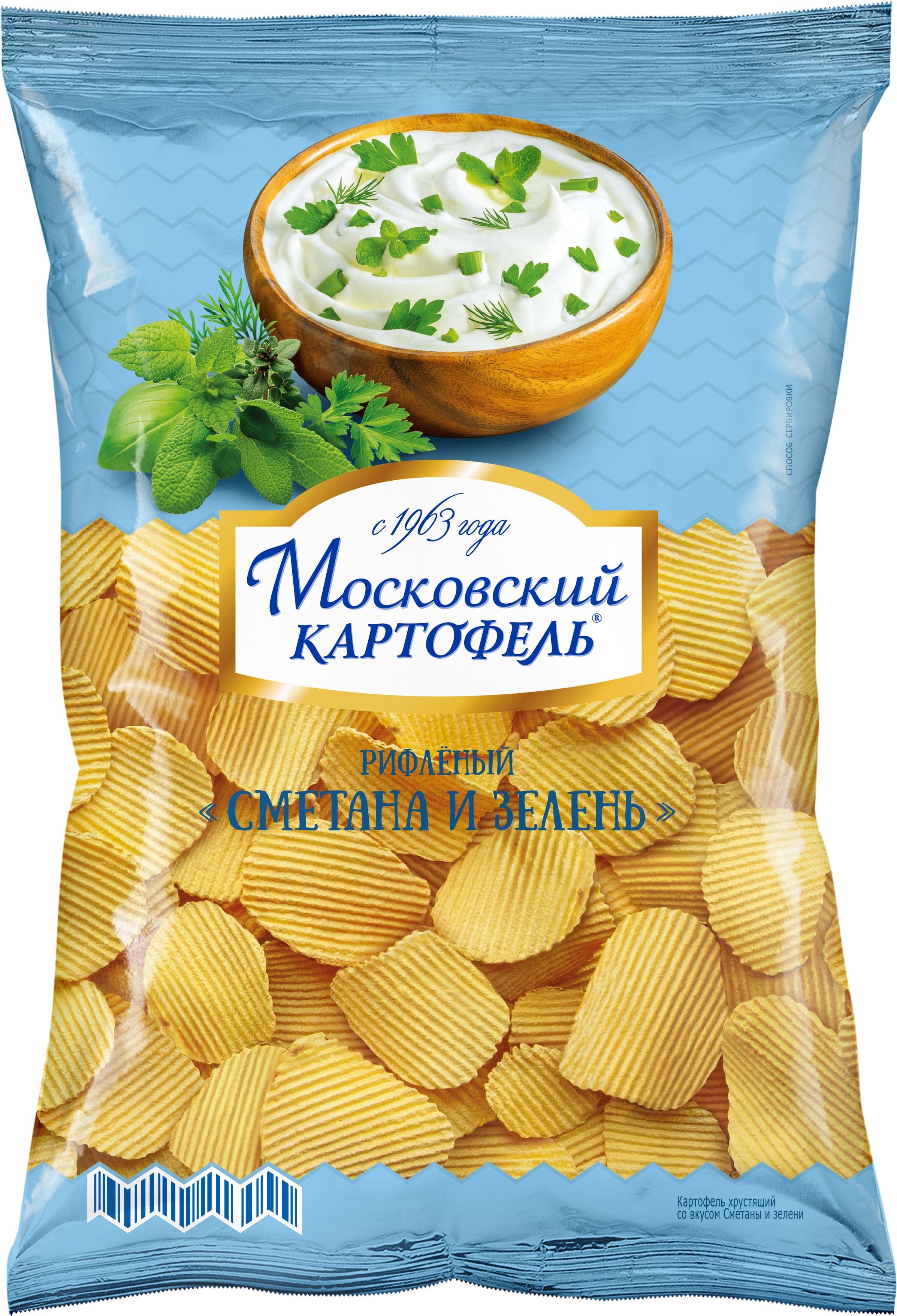 Картофель Московский хруст. рифл со вкусом Сметаны и зелени 150г/8 уп в кор  МОСКАРТ - экспорт в Китай | EMD market